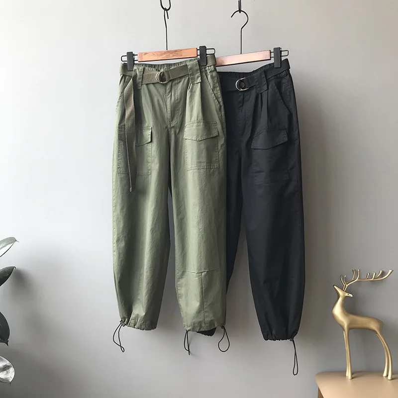 

Harlan pants female 2019 autumn new pants high waist nine points overalls women loose self-cultivation harem pants beam pants