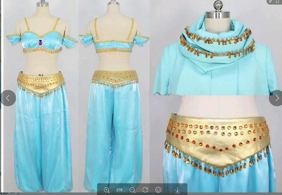 Cosplaydiy Custom Made Aladdin Jasmine Princess Cosplay Costume Adult Women Stage Halloween Princess Jasmine Costume L320 Cosplaydiy Custom Made Aladdin Jasmine Princess Cosplay Costume Adult Women Stage Halloween Princess Jasmine Costume L320