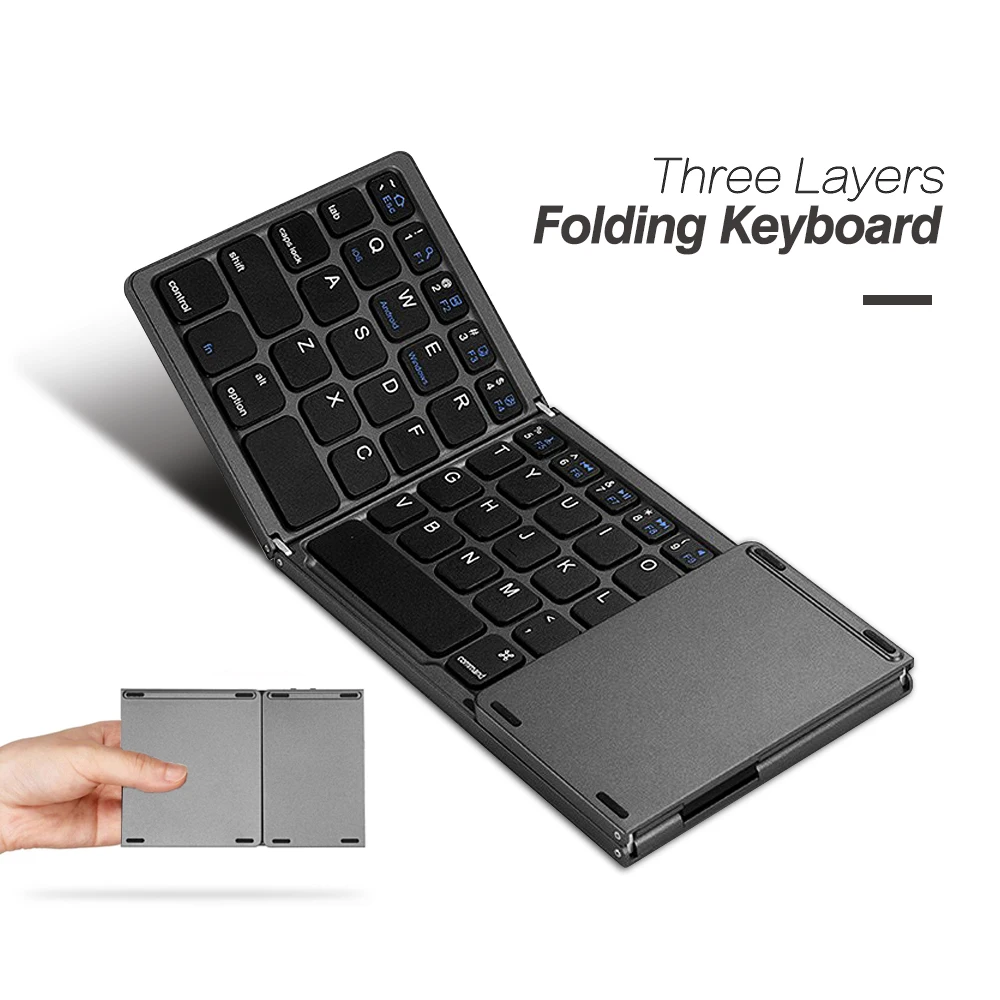 B033 Ultra Thin Light ABS Mini Bluetooth 3.0 Folding Keyboard Touchpad