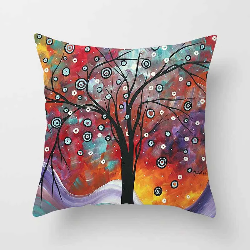 3D printed square pillow case 45*45cm Magic tree cushions pillowcase  linen waist cushion cover creative pillowcases PP40-2