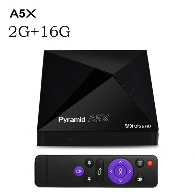 

Pyramid A5X Android 6.0 TV Box Amlogic S905X Quad Core 2GB/16GB H.265 UHD 4K Set TV Box VP9 HDMI WiFi Bluetooth 4.0 Smart TV box