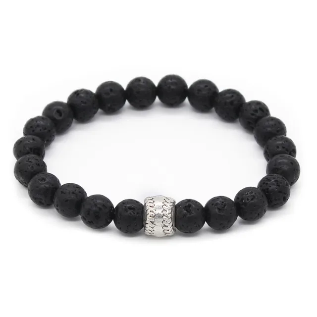Poshfeel Alloy Baseball Charm Bracelet For Men Sport Jewelry 8mm Poshfeel Alloy Baseball Charm Bracelet For Men Sport Jewelry 8mm Black Onyx Stone Beaded Mbr170363