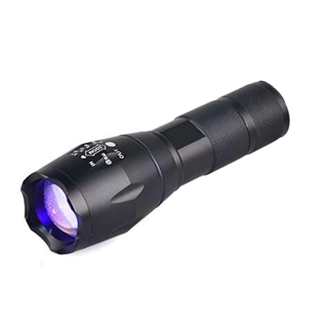 

395NM UV Light Zoom LED Flashlight, Ultraviolet Fluorescent Lamp 18650, Black Light Portable LED Torch AAA Scorpion Hunting