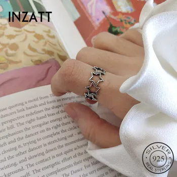 

INZATT Real 925 Sterling Silver Minimalist Hollow Star Vintage Ring for Fashion Women Fine Jewelry Trendy 2019 Accessories Gift