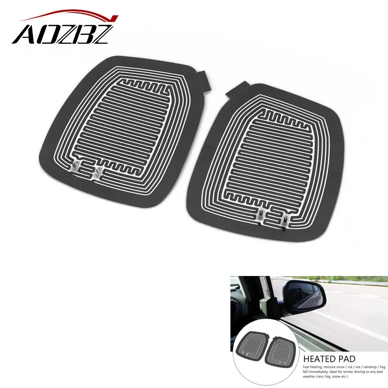 Aozbz 2pc Car Mirror Glass Heated Pad Mat Defoggers Remove Frost Fit