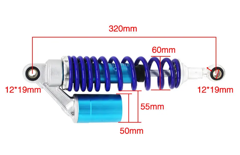 ZSDTRP 12,5 "320 мм мотоцикл воздушный амортизатор задняя подвеска для Yamaha для Kawasaki Для KTM Байк Gokart Quad ATV