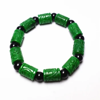 

Koraba Natural Old Handmade Green Gemstone Jade Beads Women Mens Bangle Bracelet