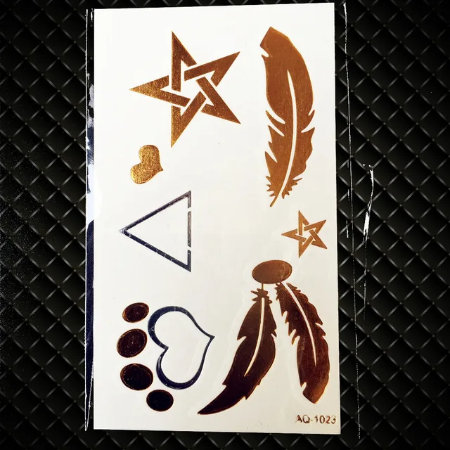 038 10 De Réductionmode Or Plume Conçoit Flash Métallique Temporaire Tatouage Autocollants Gaq 1023 étoile Motif Triangle étanche Tatouage