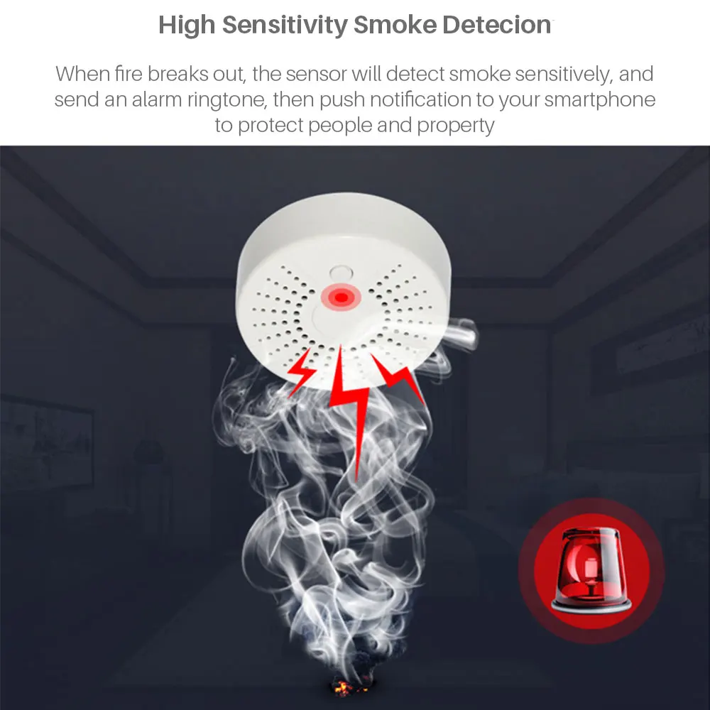 Smart Wifi Fire Smoke Temperature Sensor Wireless Smoke Temperature Detector Automation Home Security Alarm System Smart life