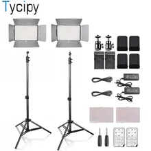 Tycipy Dimmable 2 комплекта KM-600A студийный видео фото светодиодный светильник 3200 K-5600 K 3500LM камера видеокамера для DSLR 4Betteries и кронштейн