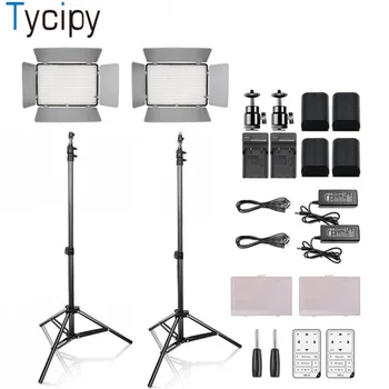 

Tycipy Dimmable 2Set KM-600A Studio Video Photo LED Light 3200K-5600K 3500LM Camera Camcorder For DSLR 4Betteries and Bracket