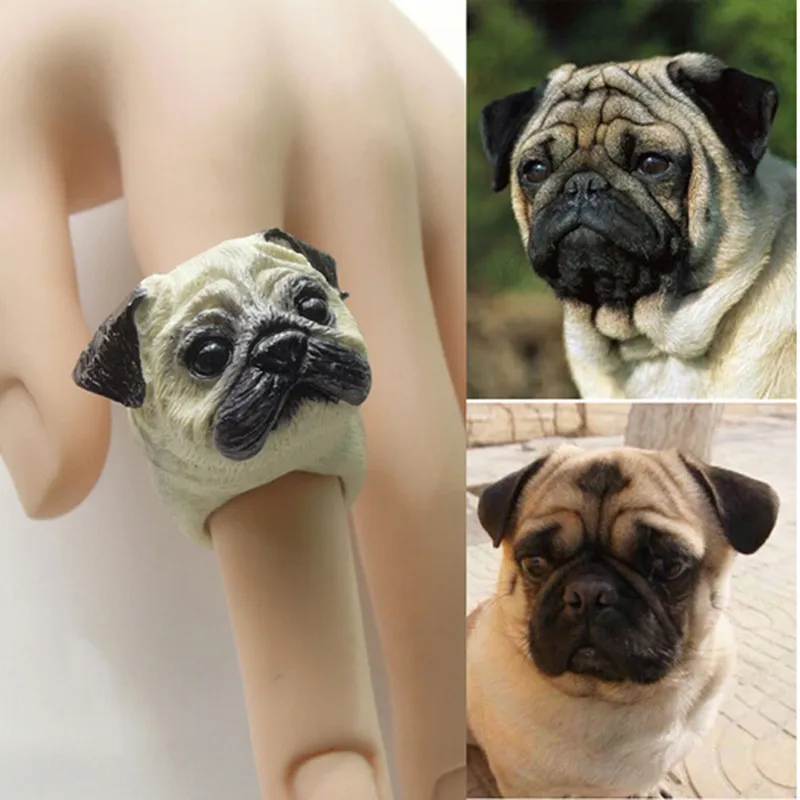 ФОТО Fashion 2016 pug dog bulldog figure ring,styling decoration,japan animal collection sharpei article puppy birthday gift fun toy