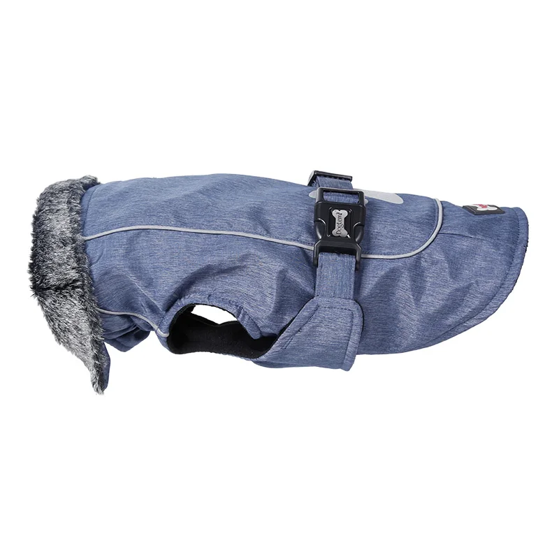 Одежда для собак для Samll Средний Большой Автоматический поводок для собак одежда куртка для домашних животных зимнее спортивное пальто с отверстием для жгута теплая водонепроницаемая - Цвет: Синий