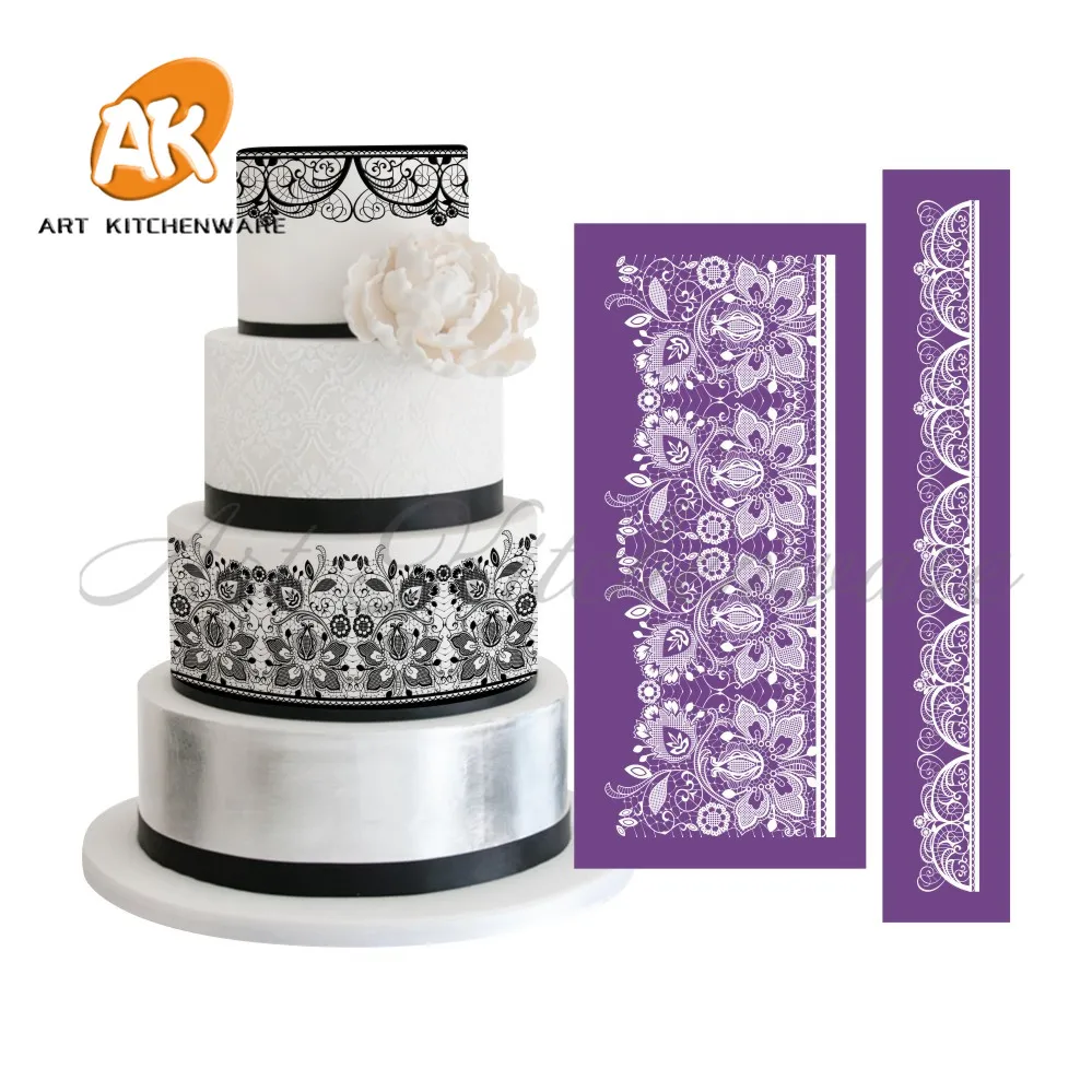 

2pcs/set Peony Fabric Stencil Mesh Stencil Lace Cake Stencil Cake Decorating Tools Fondant Cake Mold Cake Decorating Tools