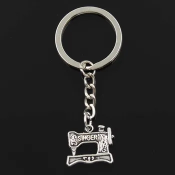 

Fashion 3cm Key Ring Metal Key Chain Keychain Jewelry Antique Bronze Silver Color Plated Sewing Machine 20x17mm Pendant