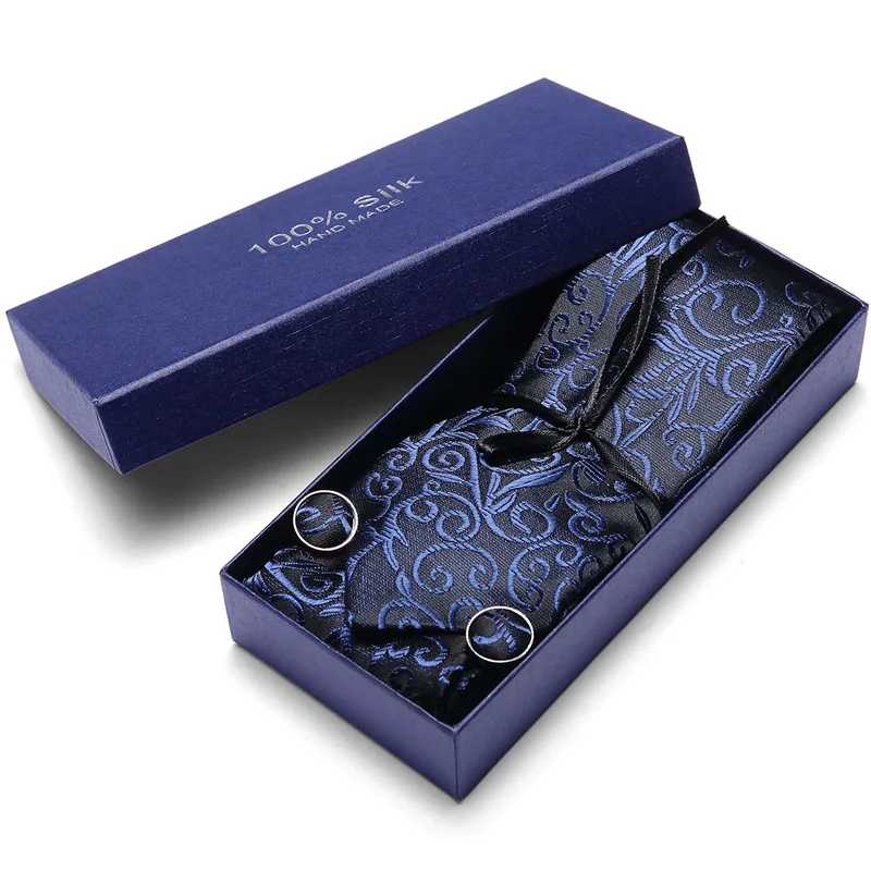 35 стильный галстук набор Hanky запонки с подарочной коробкой жаккардовый тканый качественный набор галстуков для мужчин Свадебная вечеринка много аксессуаров - Цвет: SC95