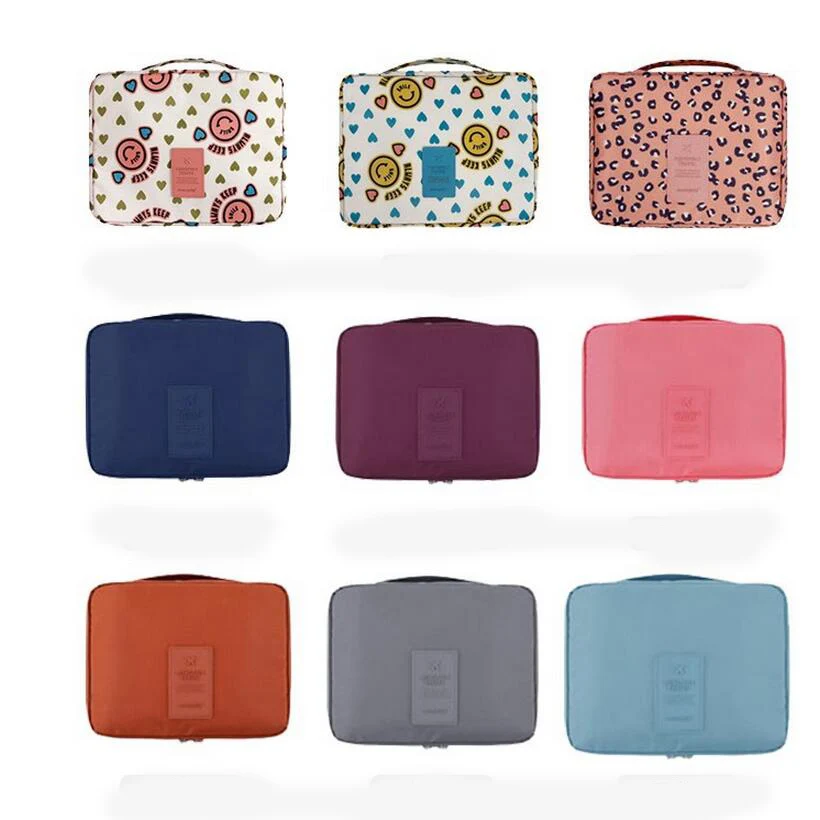 Neceser multifunction ماء الزينة المكياج المنظم المزدوج طبقة بنية حقيبة رجل إمرأة السفر التجميل حقيبة غسل حقيبة