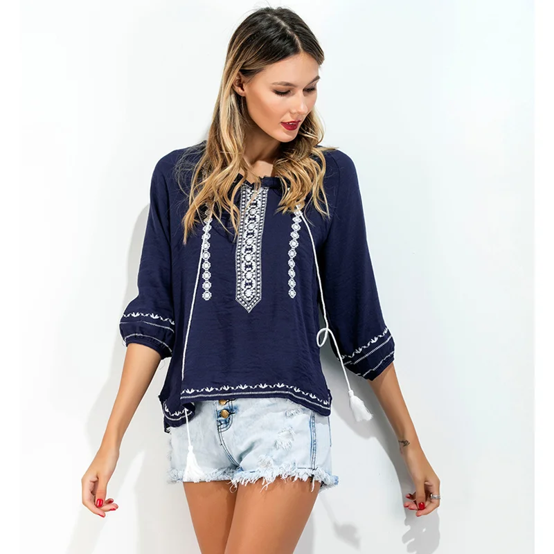 Aliexpress.com : Buy Tassel Bohemian Embroidery Loose Casual Fashion ...
