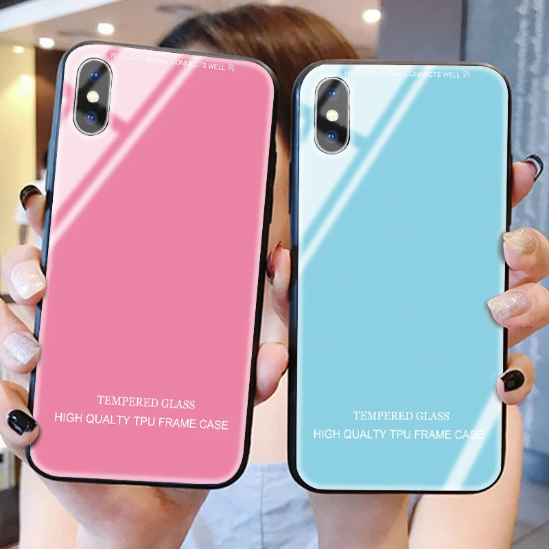 Роскошный закаленное стекло чехол для телефона s iPhone 8 7 6 6S Plus 5 5S X XS MAX XR Модный samsung