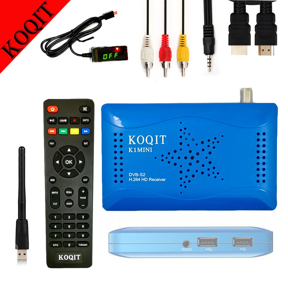 KOQIT HD AC3 DVB-S2 Satellite Receiver Receptor TV Tuner 1080P + 1PC USB WiFi Newcam Cline Power vu Biss Set Top Box Youtube KOQIT HD AC3 DVB-S2 Satellite Receiver Receptor TV Tuner 1080P + 1PC USB WiFi Newcam Cline Power vu Biss Set Top Box Youtube