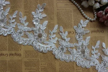 

5yards/lot Beaded cord lace trim Sequin lace trims Dress embellishment DIY accessories