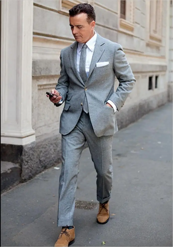 Autunno Grigio Chiaro Tweed Casual Uomo Vestito Slim Fit Groom smoking 2  Pezzo Abiti Da Sposa Per Uomo Groomsman Vestito Dello Sposo abbigliamento|2  piece wedding suits|wedding suitwedding suits for men - AliExpress