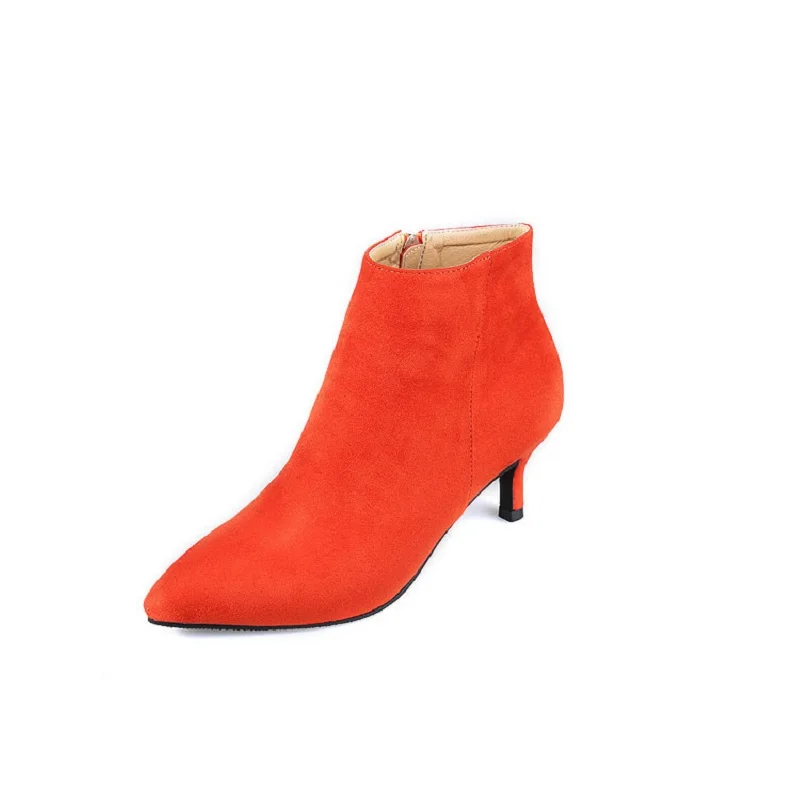 

2018 winter new foreign trade section suede stiletto pointed plus velvet thickening velvet women's boots red 1126