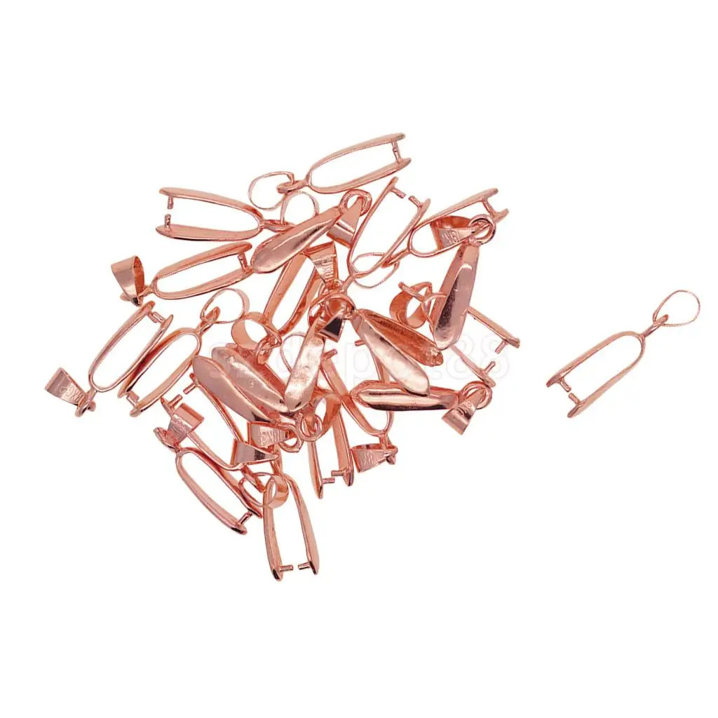20pcs Gold / Rosegold Plated Pendants Clasps Clips Bails Connectors Brass Charm Pinch Bail Beads Jewelry Findings DIY