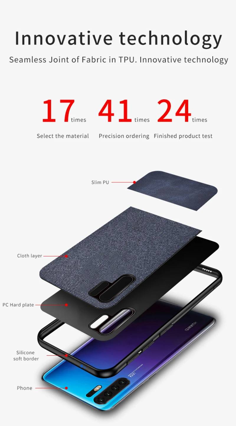 Huawei P30 P30 Pro Cloth PC+TPU Stitching case_8