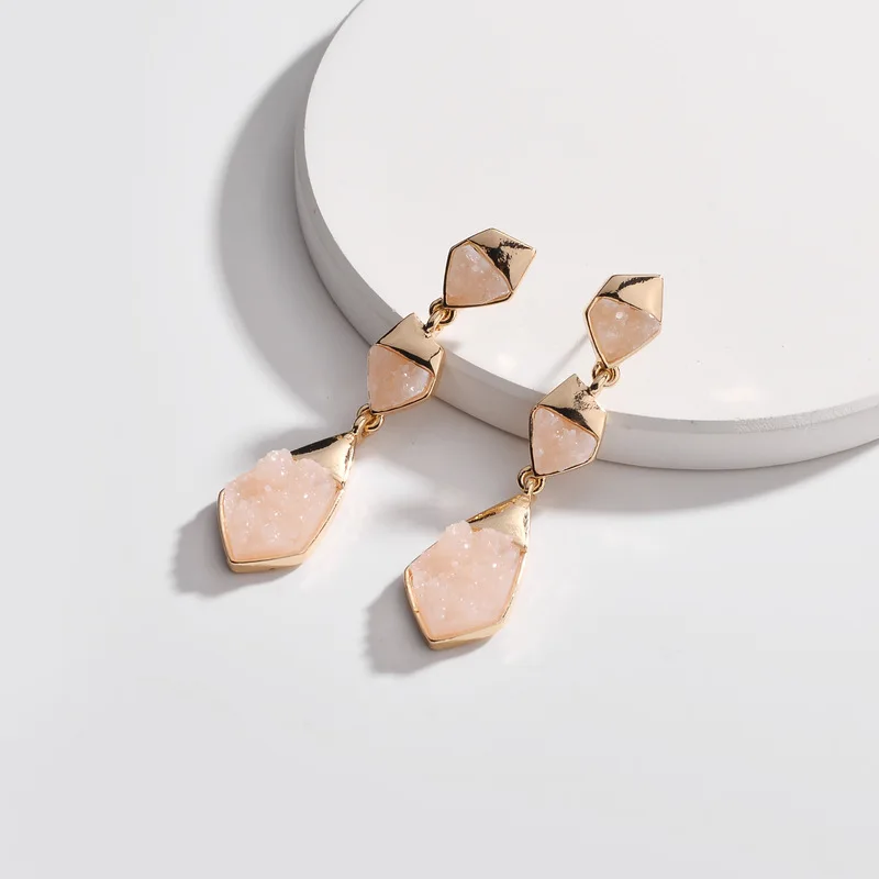 Серьги-гвоздики Druzy Drusy 5 цветов искусственный наконечник стрелы из камня модные