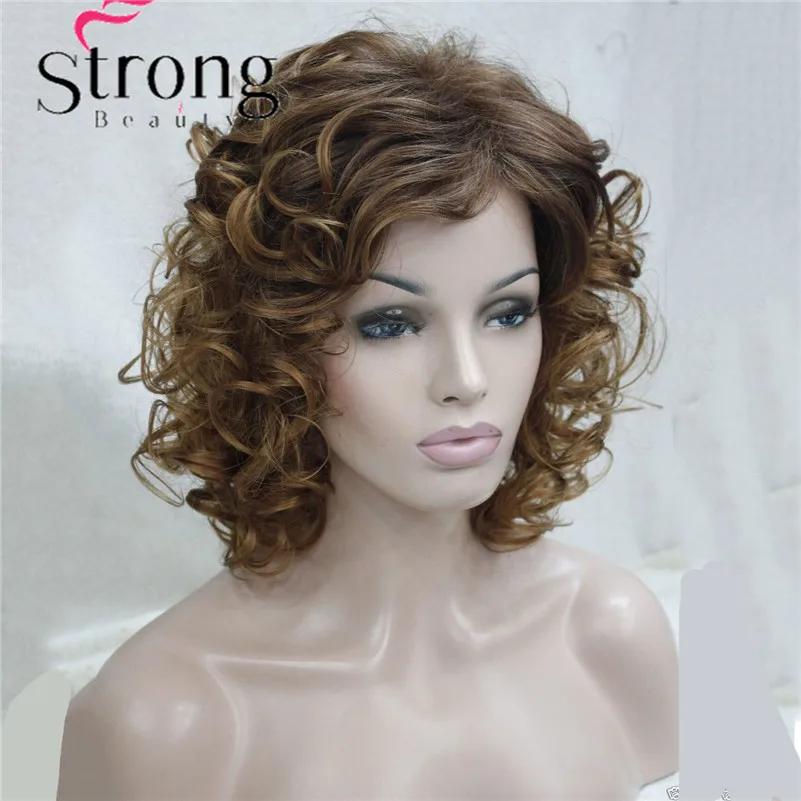 E-9948 27+33T27 Dark Auburn and Strawberry Blonde mix Curly 14 Synthetic Hair Women's Wig (12)