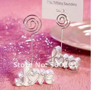 

100pcs/lot love letter place card holder placecard holders pearl white wedding favor gift party decoration Free Shipping
