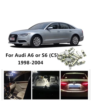 

LOAUT 15pcs White Canbus Car LED Light Bulbs Interior Package Kit For Audi A6 S6 C5 1998-2004 Dome License plate light
