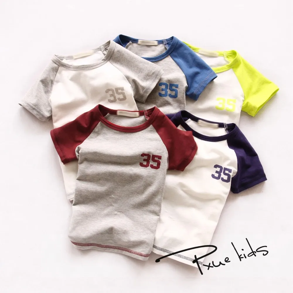 Новинка лето 35# комплект из 1 предмета в минималистичном стиле качественные детские рубашки из хлопка для мальчиков футболка для девочек 2-7 лет