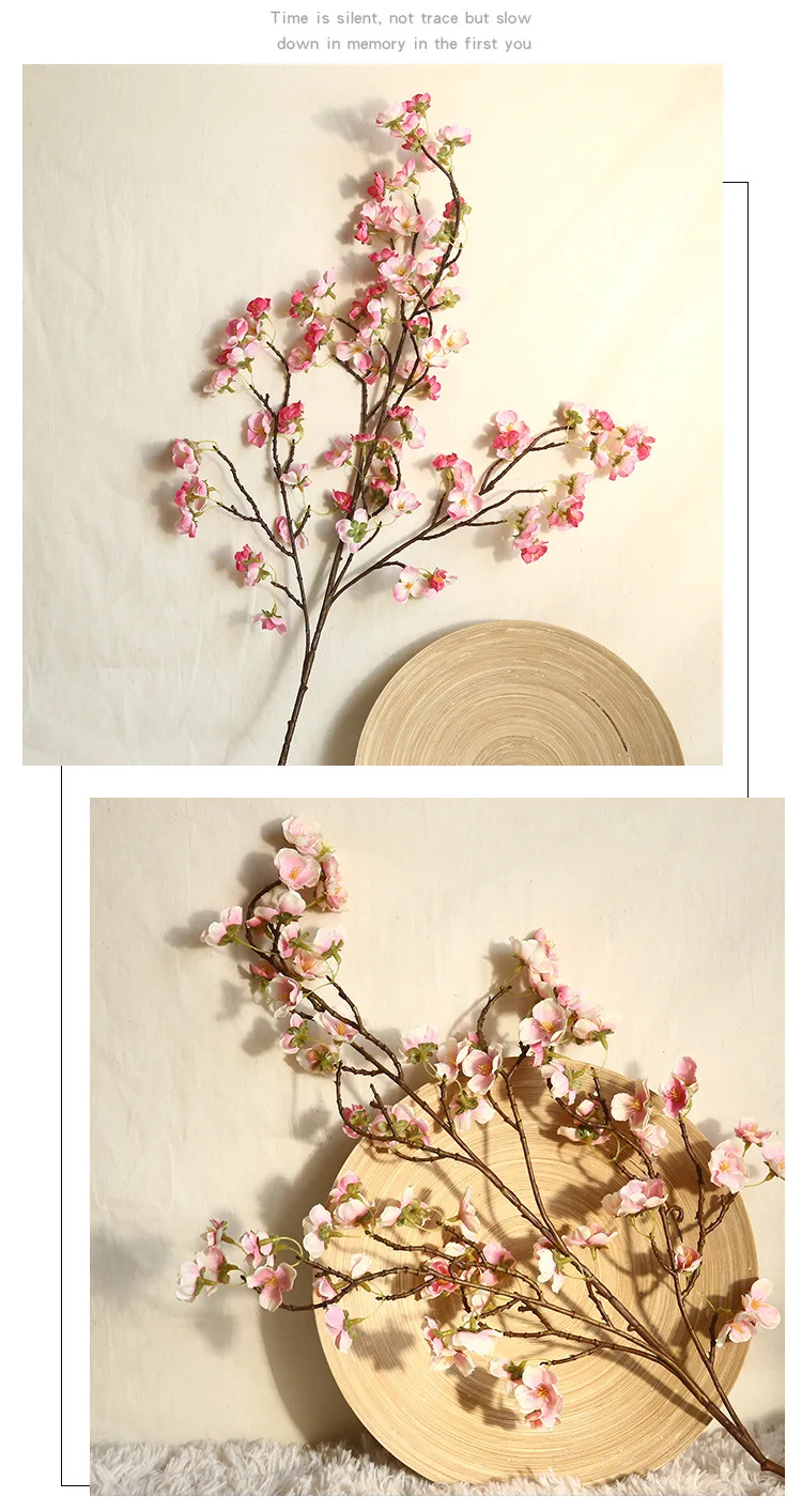 97 см Искусственный цветок slik cherry blossom peach blossom Слива искусственные растения DIY домашние вечерние свадебные украшения реквизит для фотосессии