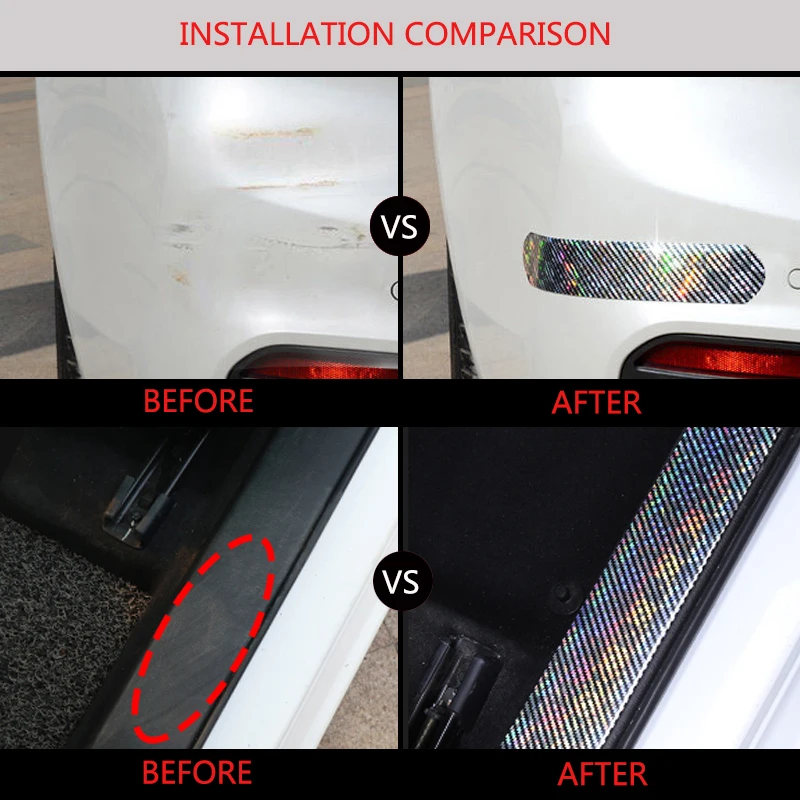 Car Stickers Laser 5D Carbon Fiber Rubber Styling Door Sill Protector Goods For KIA Audi Mazda Ford Hyundai etc Accessories  (2)