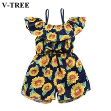 Летний детский комбинезон с подсолнухами; комбинезоны для девочек; коллекция года; модный детский комбинезон; комбинезоны для малышей; Одежда для младенцев