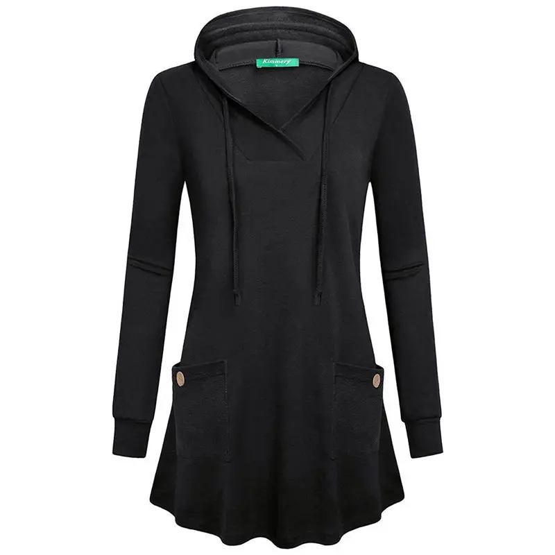 

Autumn 2019 Casual Plus Size Black Gothic Streetwear Women Hoodies Slim Hooded Plain Pocket Tops Red Female Fashion Sweatshirts