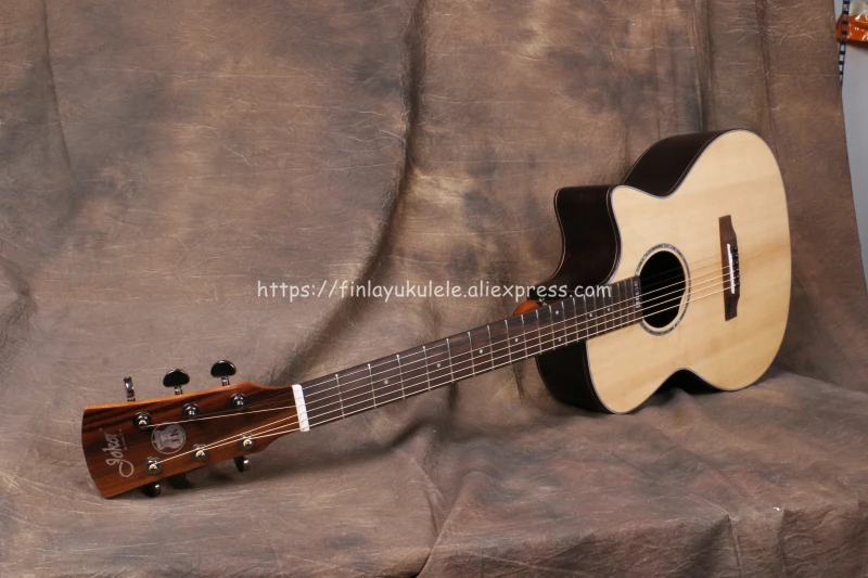 Профессиональные 4" Cutaway акустические гитары с 20 мм хлопковой сумкой, Массив ели Топ/палисандр Body guitarra китайский
