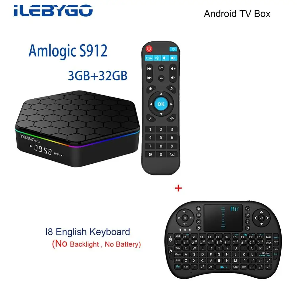 ТВ приставка Ilebygo T95Z Plus Android 3 Гб/32 ГБ Amlogic S912 Восьмиядерный Android 7,1 ТВ приставка 2,4G/5 ГГц WiFi BT4.0 4K ТВ приставка - Цвет: 3G 32G with I8