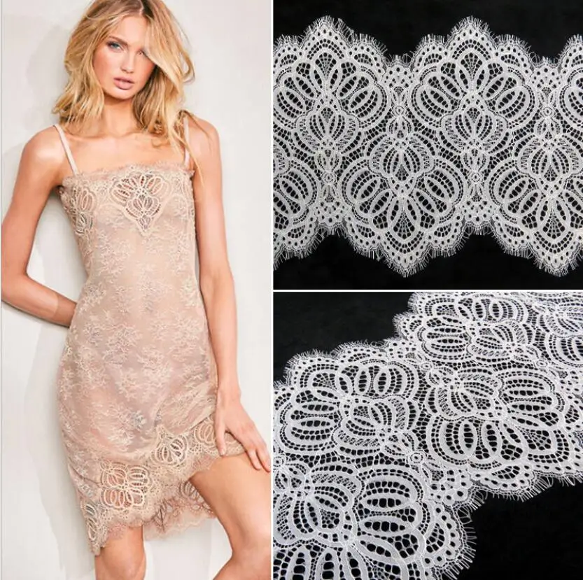 

2 PCS 3 meters Long 25 cm Off white and black hot style lingerie under wear lace trimming Garment dress accessory DIY material