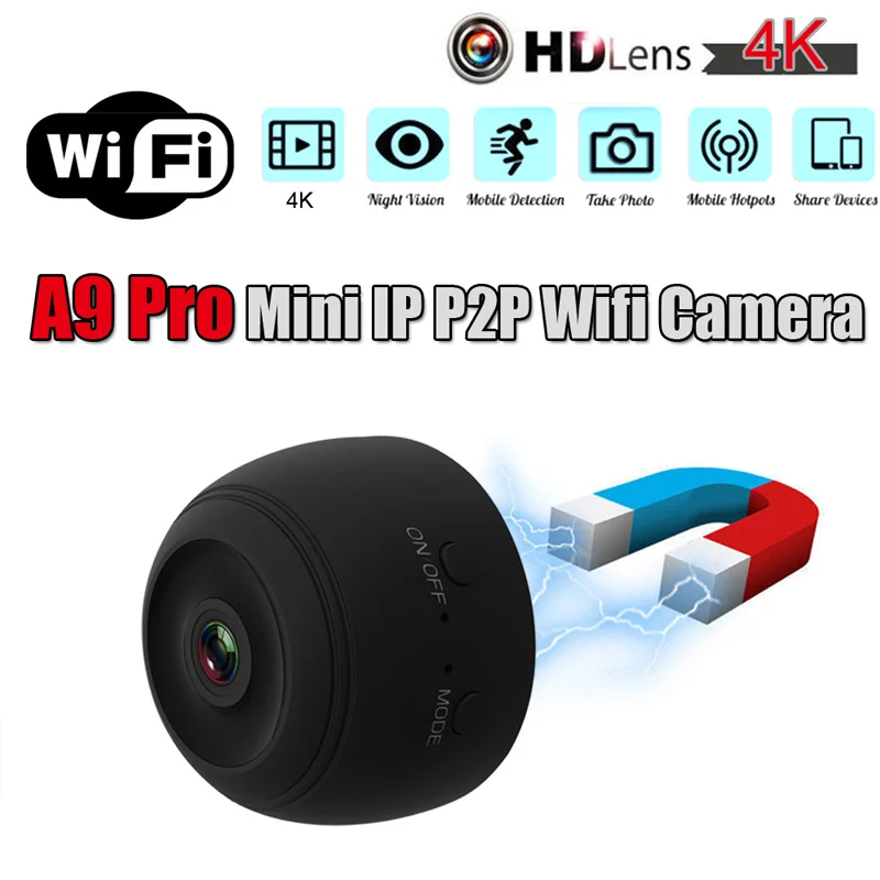 PRO P2P IP мини-камера с разрешением WI-FI Камера FULL HD 4 K 1080 P Ночное видение Обнаружение движения CMOS сенсорный регистратор видеокамеры Micro