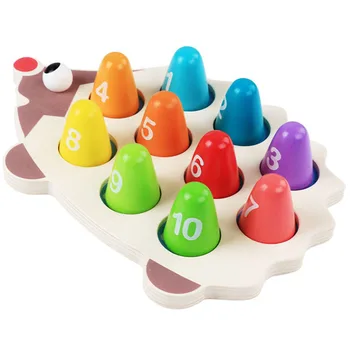 

Montessori Educational Wooden Toys Cartoon Hedgehog Mathematical Toys For Children Montessori Materials Counting Wood Toy Kk21