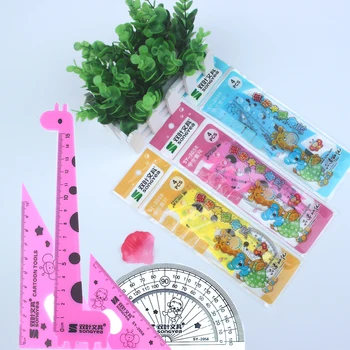 

New Arrival 4PCS Cute Ruler Set Supplies Kawaii Animal Creative Cartoon Students Shape School Tools Stationary