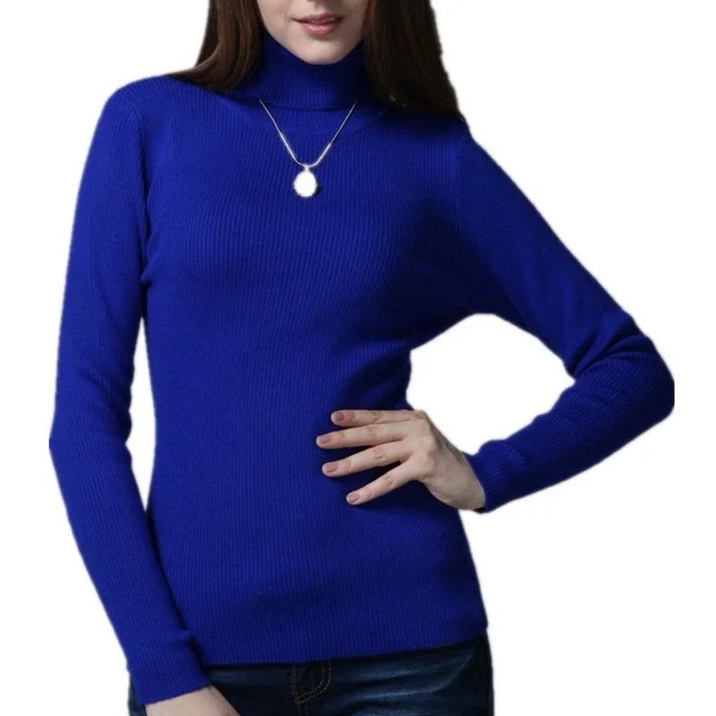 

Free Shipping 15 Colors High Quality elastic Cashmere Pullover Women Sweater Knitted Clothing Turnleneck Hot Sale jacket