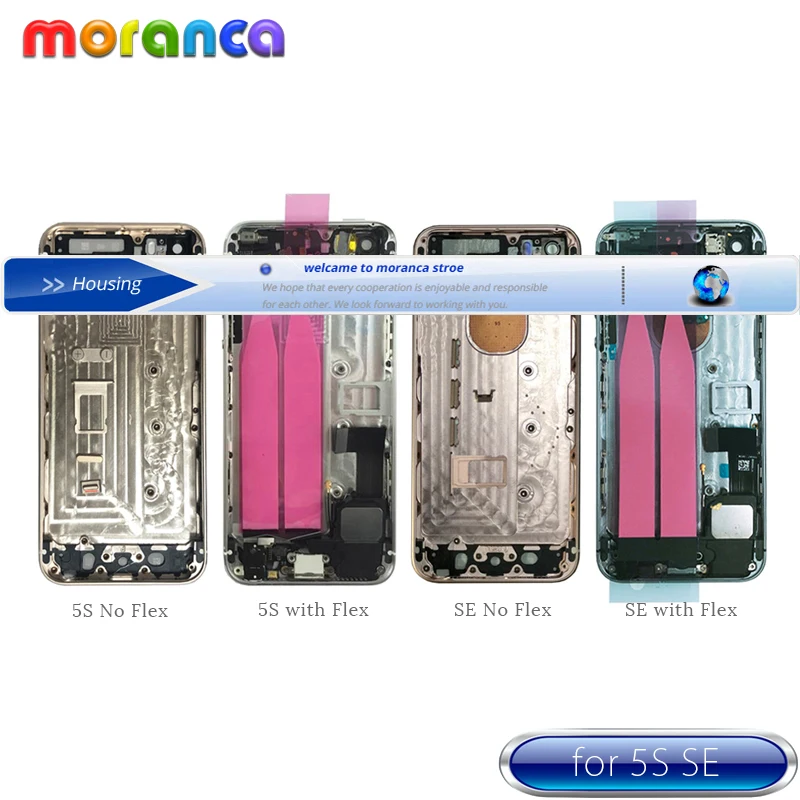 

Housing for iPhone SE 5s Battery Cover Rear Door Full Housing Case Middle Chassis with Flex Cable Grey Rose Gold Silver