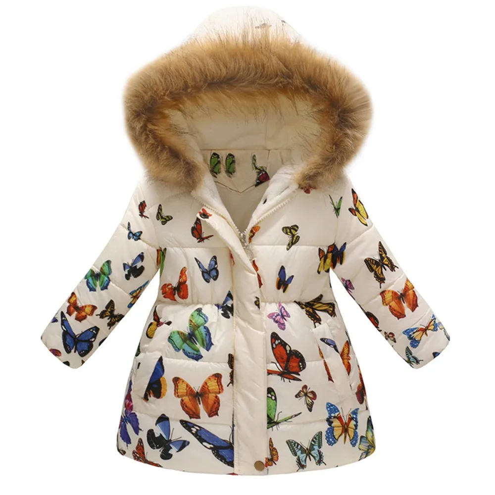 Одежда для малышей зимнее пальто для девочек Цветочный принт теплый пуховик с капюшоном ветрозащитное пальто Пальто для девочек casaco menina 15