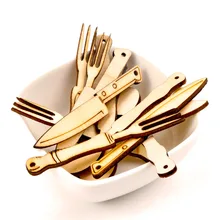 Набор деревянных ножей и вилок для скрапбукинга, коллекция картин, аксессуары ручной работы, украшение для дома, сделай сам, 70 мм, 6 шт., MZ202