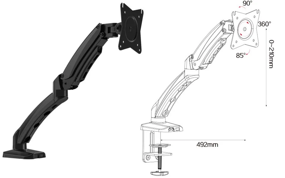 HONGHUA 1"-27" компьютерный Настольный втулка рычаг-держатель монитора ЖК-светодиодный Телевизор с USB и аудио портом загрузки 2-6.5kgs