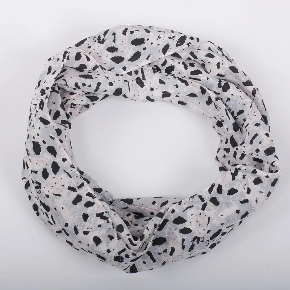 Женский шарф черно белое кольцо в точечку с петлей Infinity Echarpe Foulard Femme snood размер 140*35